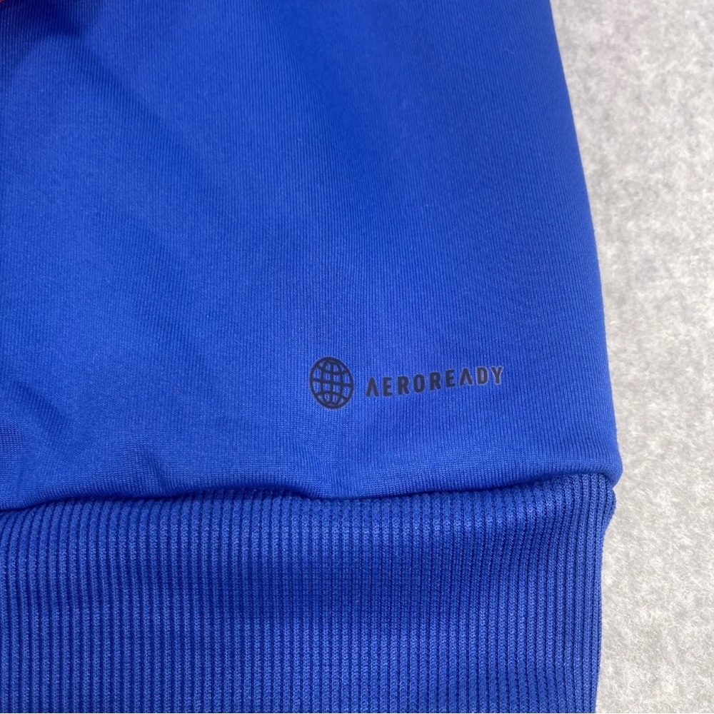 Adidas Kansas Jayhawks Sweater Hoodie Mens 2XL Blue Red Colorblock Pullover - Picture 2 of 8
